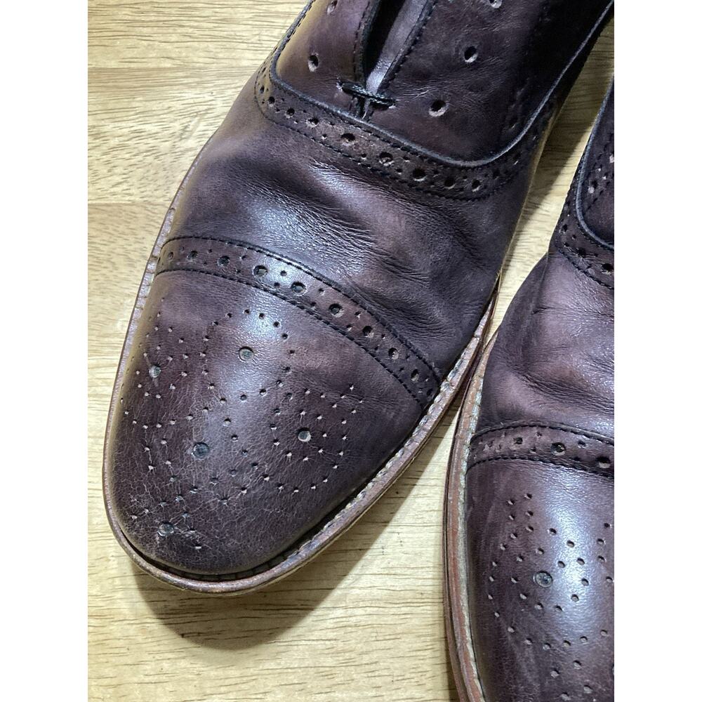 Johnston Murphy Shoes 10.5 Burgundy Brown Leather Cap Toe Oxford Lace Up - Picture 3 of 9